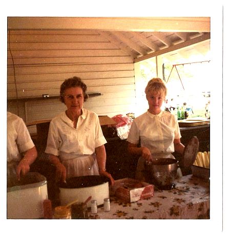 1965.. - Rob's mother Ella, with Connie Whitlock - pavilion serving line.jpg